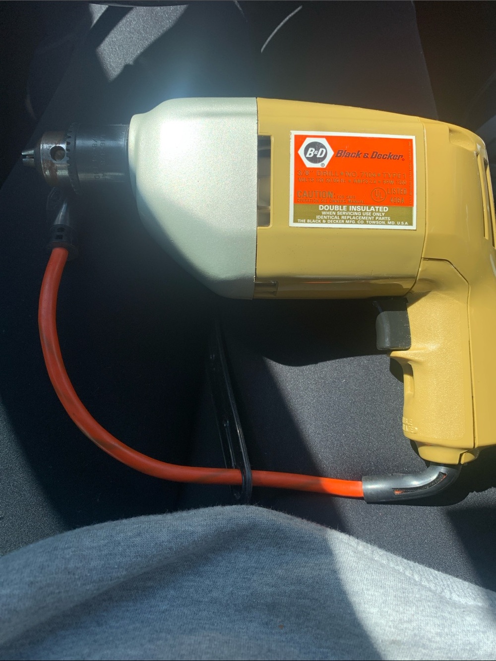 Black & Decker Yellow Electric Drill with Orange Cord